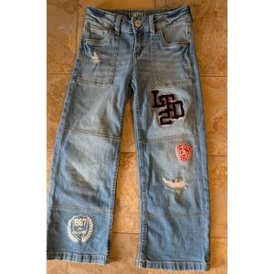 Limited Too Vintage Girls Size 7 Bell Bottom Wide Legged  Jeans Patchs Pockets